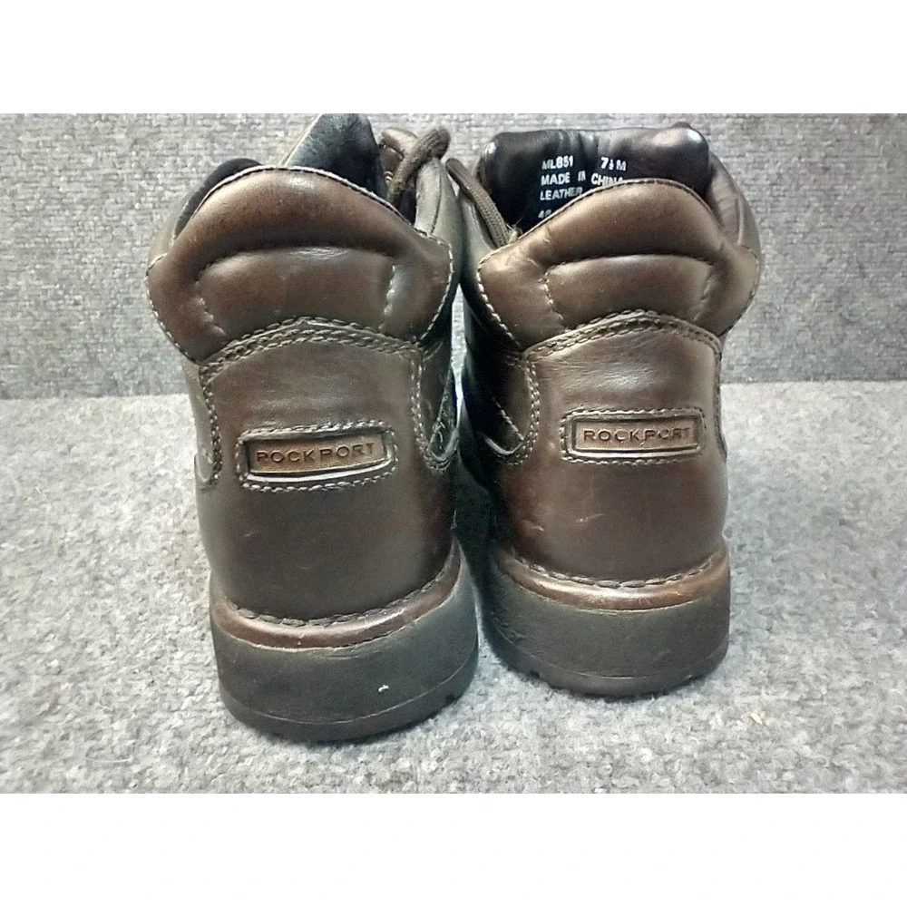 Rockport Mens 7.5 Brown Leather Vibram Sole Moc Toe Chukka Boots‎ Waterproof